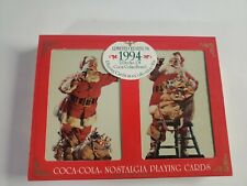 Vintage Coca-Cola Christmas Santa Collector Tin Playing Cards New 2 Decks 1994 picture