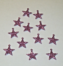 Christmas Pink Stars Micro Ornaments 25mm for Miniature Decorations, 12 Total picture