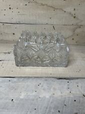 Art Deco Style Glass Dish Portico Made in Poland Crystal Square Napkin Holder picture