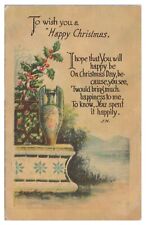 Vintage To Wish You a Happy Christmas Postcard Poem Unposted Divided Back picture