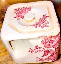 Antique Clarice Cliff Royal Staffordshire Pink Red Charlotte Cube Teapot Square picture