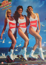 1991 Budweiser Bud Light Dry Paradise Spring Break Beer Poster - 3 Sexy Women  picture
