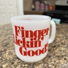 Glasbake FINGER LICKIN’ GOOD Kentucky Fried Chicken Milk Glass Coffee Mug HTF picture