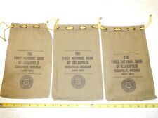 3 Vintage First National Bank of Cassopolis, Michigan  Canvas Deposit Bags picture