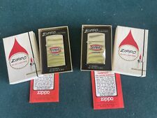 2 Vintage Zippo Lighter Advertising Gasoline & Box *UNFIRED*  Lot #1 picture