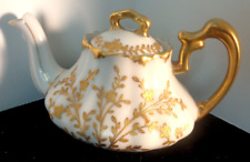 c1900 T &V Tressemanes & Vogt Limoges  White Teapot  w/ raised Gold Trim..Nice picture