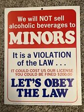 Vintage No Minors Sell of Alcohol Texas Law Cardboard Store Bar Advertising Sign picture
