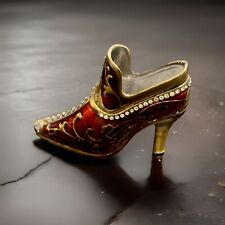Vintage Miniature Burgundy And Gold Collectible Boot picture