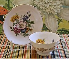 Vintage Royal Grafton Fine Bone China Pink Base Multi-Color Flowers Cup/Saucer picture