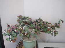 Beautiful Large Cascading Bonsai Tree of Glass with Pink Flowers in Celadon Pot picture
