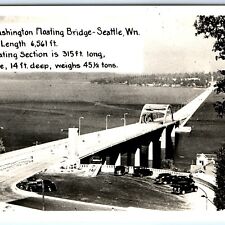 c1950s Seattle, WA RPPC Floating Bridge Real Photo Cars Johnston Postcard A93 picture