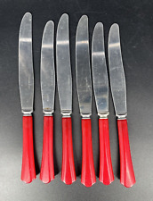 Vintage Red Bakelite Dinner Knives Set of 6 picture
