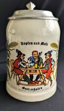 Vintage German Beer Stein Pewter Fathers Day Bopfen Und Malz Gotta Erhalts .5L picture
