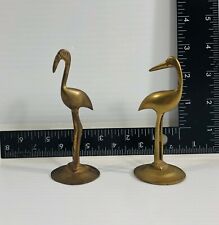 Vtg Leonard Pair Brass Flamingo Crane Heron Figurines Made in Korea  picture