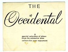 The Occidental Special Selection Wine List  1950's Washington DC  picture