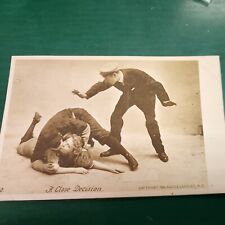 1909 Baseball Image w Kiss Glove Ball Postcard A Close Decision Card JRTR 17 picture