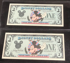 1989 Disney Dollars *Rare Printing Error & Consecutive Numbers* Uncirculated picture