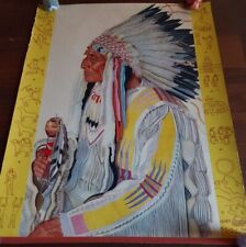 Vintage 1944 Winold Reiss Indian Head Artwork Poster Great Northern 15x18 picture