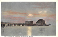 1924 City Docks by Moonlight Clearwater FL post card picture