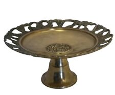 Vintage Brass Pedestal Bowl grapevine Motif - 9”Diameter 4.5 Inches Tall. ￼ picture