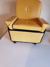 Vintage Mid-Century One-of-a-kind Yellow Blk Vinyl Cigarette Holder Chair 1950's picture