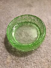 Vintage Avon Green Glass Jewelry Trinket Dish Floral Embossed picture