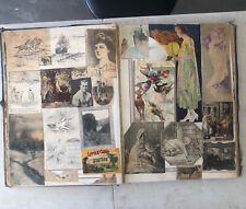 33” GIANT Antique Scrap Book  Prints Drawings Characters Fashion Labels Cartoons picture