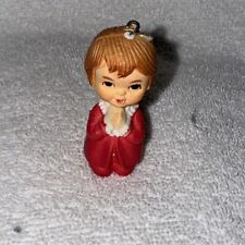 Vintage Praying Brunette Girl Christmas Ornament 40’s 50’s  Plastic picture