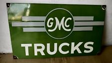 Gmc Trucks Porcelain Enamel Sign  24 x 14 Inches picture