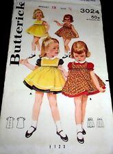 Vtg 1960's Butterick Pattern 3024 Girls Dress with Pinafore Apron Size 1/2 Uncut picture