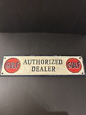 Gulf Authorized Dealer Cast Iron Sign Gas Oil Garage Vintage Style Wall Decor picture