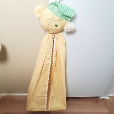 Vtg Handmade Diaper Holder Yellow And Green Checkered With A Bear Face picture