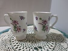 Royal Victoria Fine Bone China Cup Mug set of 2 Made in England Purple Floral picture