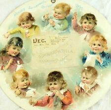 1892 Lovely Kids Hood's Sarsaparilla Calendar Round Victorian Trade Card &I picture
