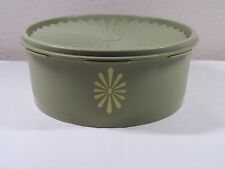 Round vintage Tupperware 1204-2 avocado green container 7 inch diameter with lid picture
