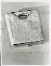 1957 Press Photo A weighing scale with fur covering for the feet - lra73894 picture