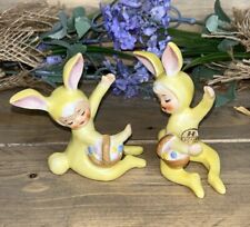 Vintage Holt Howard Easter Bunny Girls Candle Climbers - Set Of 2 - 1958 Japan picture