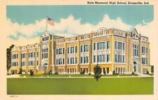 EVANSVILLE, IN Indiana   REITZ MEMORIAL HIGH SCHOOL   c1940's Linen Postcard picture