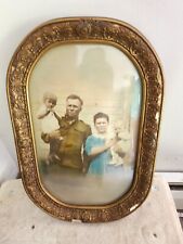 Antique Gilted Frame Family Portrait With Convex Bubble Glass 18