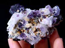 95g Natural New Find Purple Fluorite & Crystal Mineral Specimen Inner  Mongolia picture