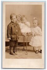 Cute Baby Childrens Postcard RPPC Photo Studio c1910's Unposted Antique picture