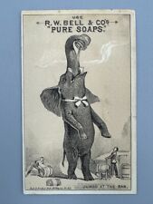 1880s JUMBO ELEPHANT Pure BELL SOAP Keg BEER Victorian Advertising Trade Card picture