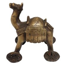 Antique Bronze/Brass Temple Toy Camel on Wheels 2.5 lbs. 5