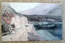 Antique Postcard 1914 Eidfjord Norway Coast Mountain Scene Horse Buggy Cliff picture