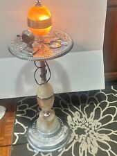 SLAG Glass Vintage Lighted Art Deco Cigar Smoking Stand Lamp Ashtray picture