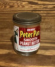 Vintage 1960’s DERBY PETER PAN SMOOTH PEANUT BUTTER 6 oz. JAR w/Label & Lid picture