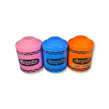 Lot of 3 Crayola Insulated Food Containers with Twist Lid, Blue, Pink, & Orange picture