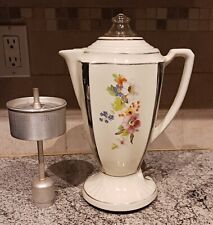 M133 Vintage PORCELIER 1930's Porcelain Percolator Coffee Pot Flower 🔴READ🔴 picture