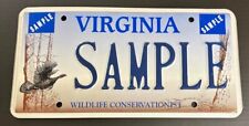 Virginia 1999 WILDLIFE CONSERVATIONIST SAMPLE License Plate # SAMPLE picture