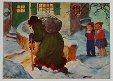 Fine Fantasy Santa Claus Signed Franziska Schenkel 1948 Christmas Germany Munich picture